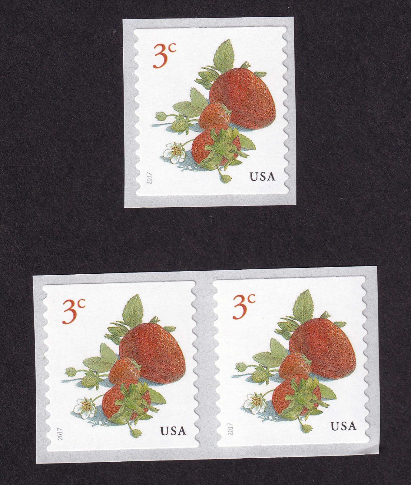 Scott #5201 Strawberries Coil Pair & Single Stamps - MNH
