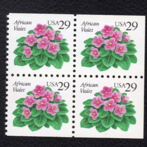 Scott #2486 African Violet Booklet Block of 4 Stamps - MNH