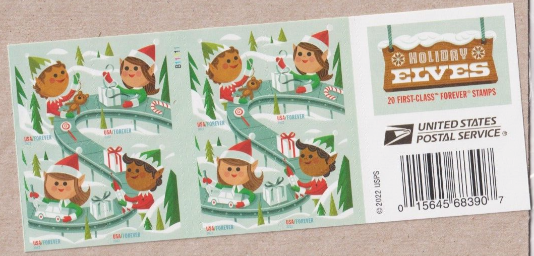 Scott #5724b (5721-24) Holiday Elves Booklet of 20 Forever Stamps - MNH