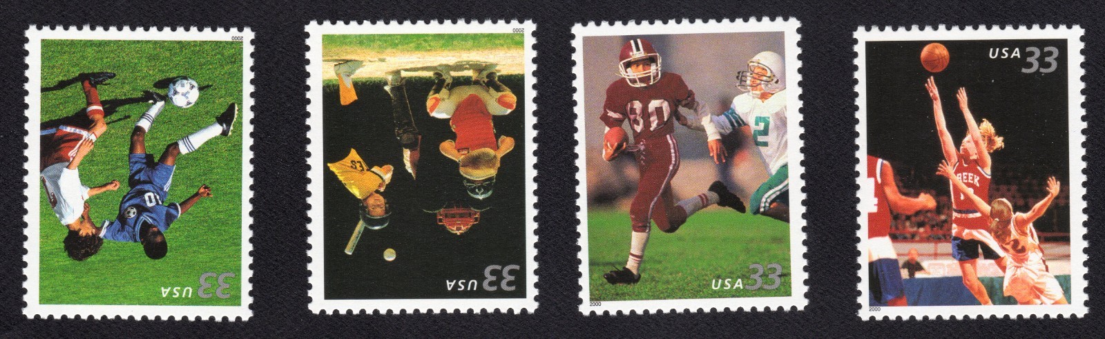 Scott #3402a (3399) Youth Sports Basketball Football Set of 4 Single Stamps MNH