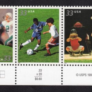 Scott #3402a (3399-3402) Youth Sports Plate Strip of 4 Stamps - MNH Bottom
