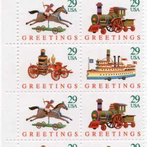 Scott #2714a Christmas Toy Engines Plate Block of 8 Stamps - MNH P#P33333 UL