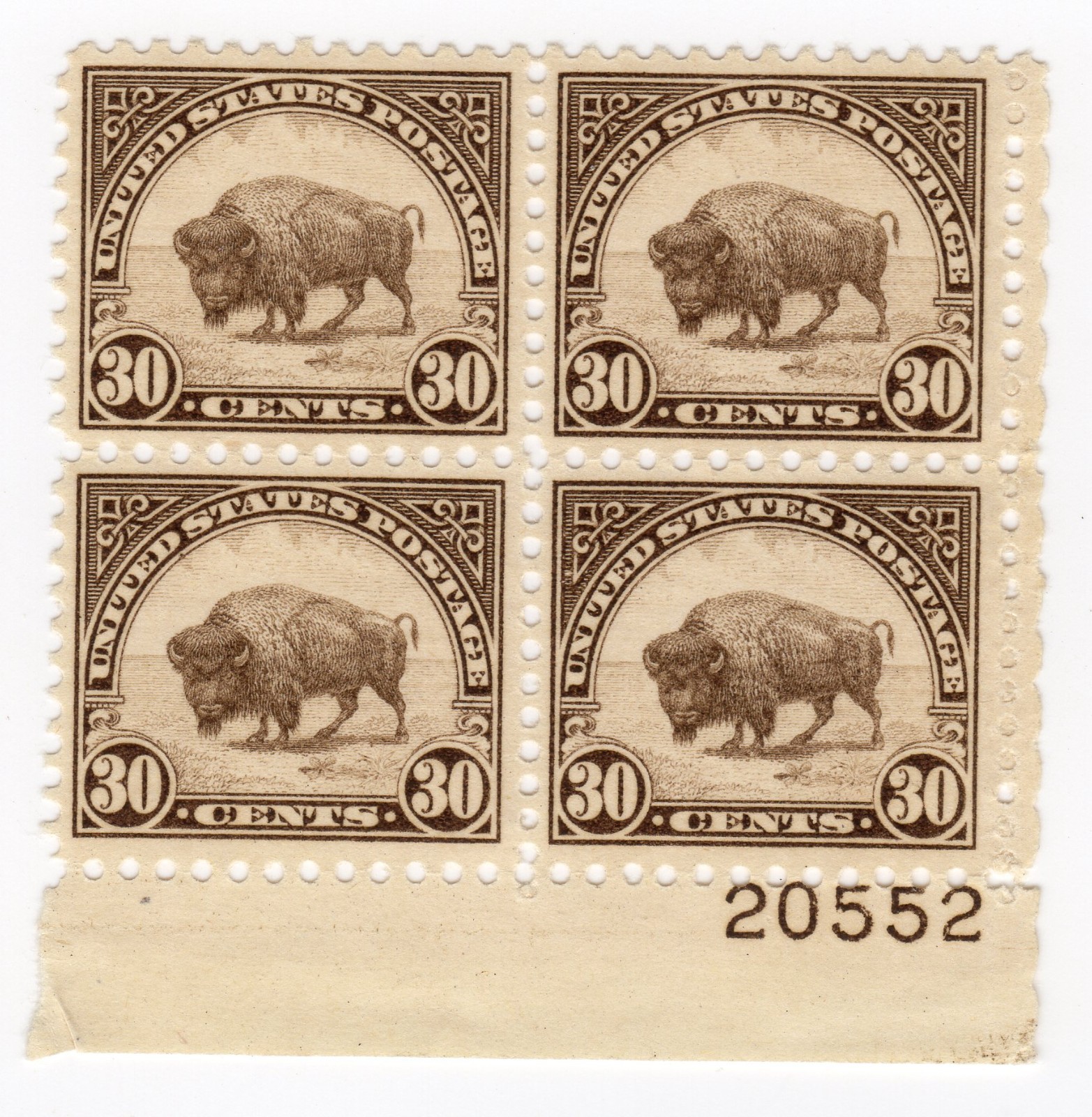Scott #700 Bison Plate Block of 4 Stamps - MNH P#20552 LR
