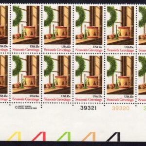 Scott #1843 Christmas Wreath & Toys Plate Block of 20 Stamps - MNH Bottom