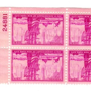 Scott #1027 New York City 300th Anniversary Plate Block of 4 Stamps MNH P#24881