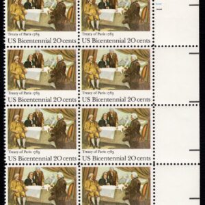 Scott #2052 Treaty of Paris 1783 Bicentennial Plate Block of 8 Stamps - MNH UR