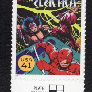 Scott #4159s Marvel's Cover of Elektra #176 Single Stamp - MNH w/Plate Position