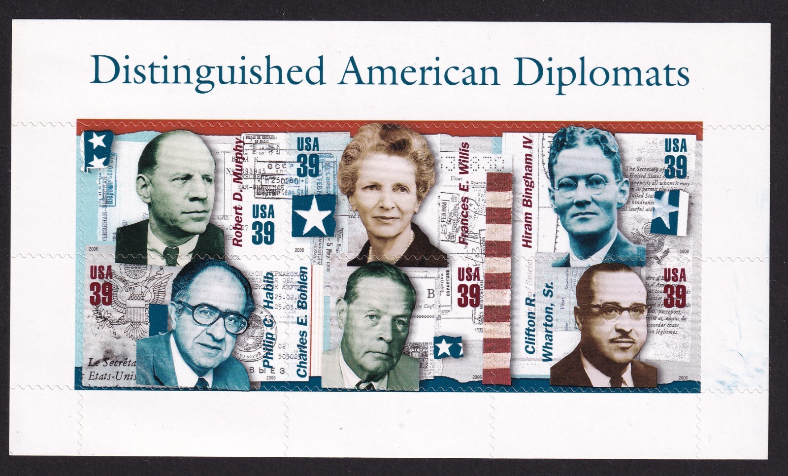 Scott #4076 Distinguished American Diplomats Sheet of 6 Stamps - MNH