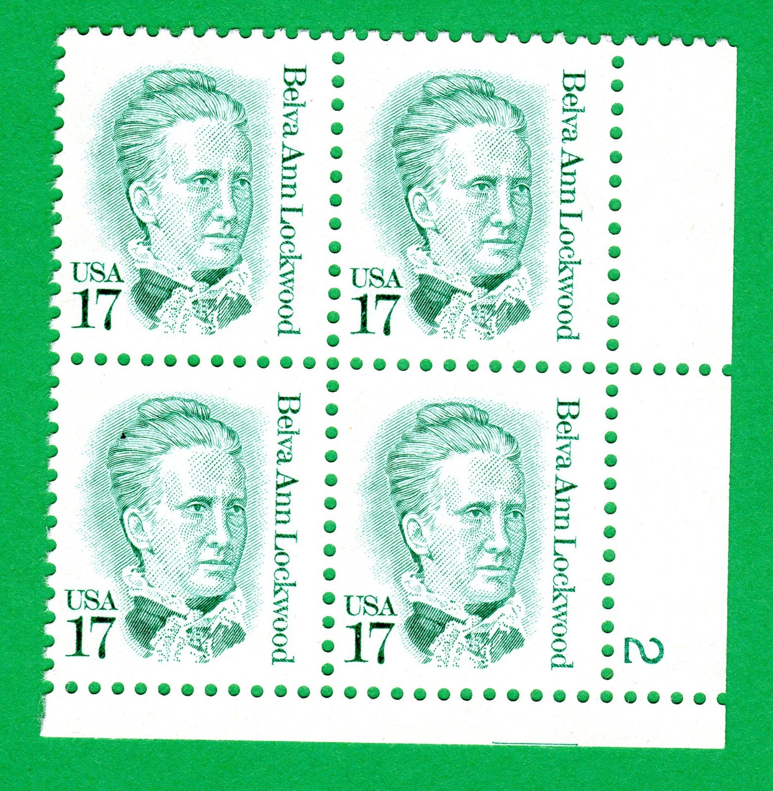 Scott #2178 Belva Ann Lockwood Plate Block Of 4 Stamps - MNH P#2 LR