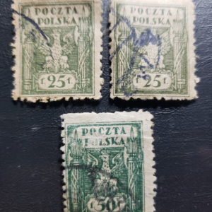 Stamp Europe Poland "All Eagle and Fasces, Symbolical of United Poland" set of 3
