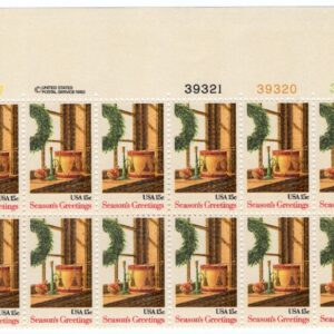 Scott #1843 Christmas Wreath & Drum Window Plate Block of 20 Stamps - MNH Top #2