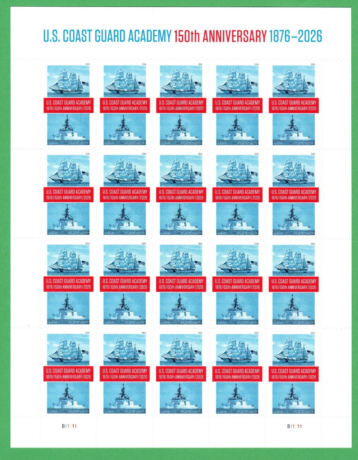Scott #6117 Coast Guard Academy Anniversary Sheet of 20 Stamps - MNH