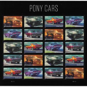 Scott #5719a (5715-19) Pony Cars Sheet of 20 Forever Stamps - MNH UV