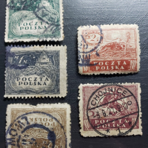 Stamp Europe Poland 1919 "Peace" "Polish Cavalryman" "Agriculture" set