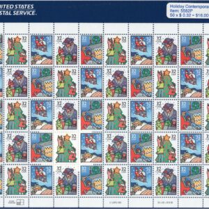 Scott #3111a (3108-3111) Christmas Family Scenes Sheet of 50 Stamps - Sealed