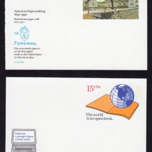 Scott #UX145-UX146 Papermaking & Literacy Stamped Postal Cards in mounts