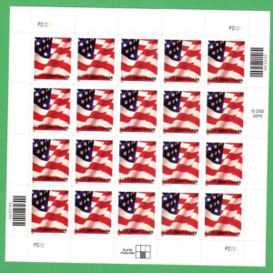 Scott #3621 Waving Flag Sheet of 20 Stamps - MNH P#P2222