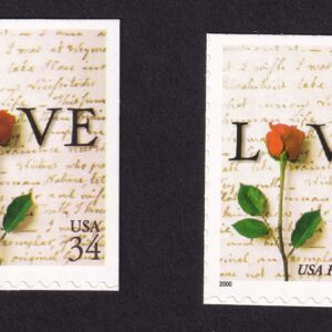 Scott #3496-3497 Love Letters (Rose) Single Booklet Stamps - MNH