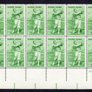Scott #1933 Bobby Jones Golf Plate Block Of 20 Stamps - MNH P#1 LL #2