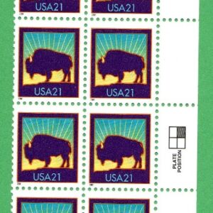 Scott #3467 American Buffalo Plate Block of 20 Stamps - MNH w/Plate Position UR