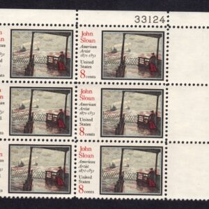 Scott #1433 John Sloan Plate Block of 6 Stamps - MNH P#33124 UR PC#7