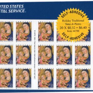 Scott #3176a 32¢ Madonna (Christmas, Pietro) Booklet of 20 Stamps - Sealed