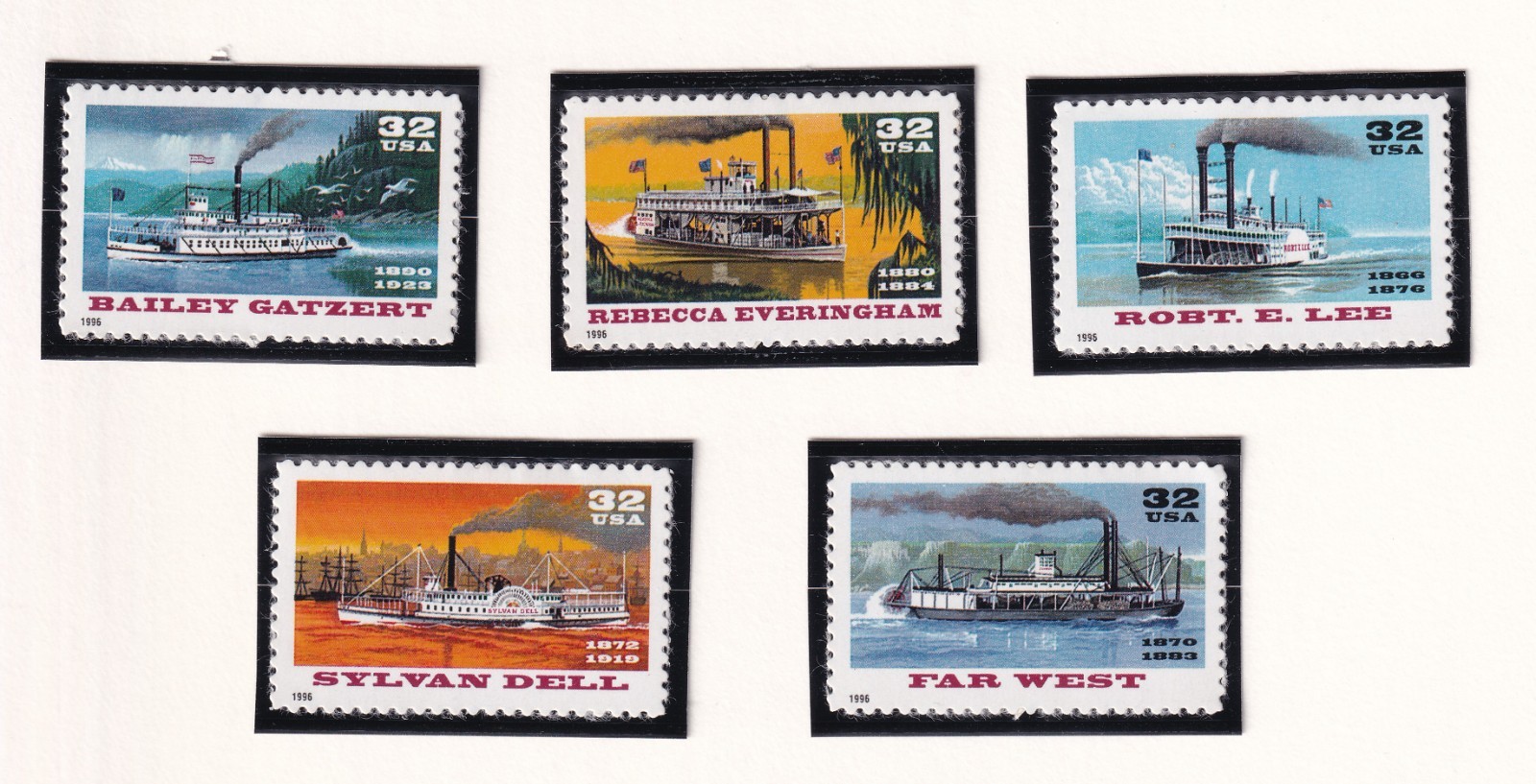 Scott #3091-3095a RiverBoats (Early Cruise Ships) Set of 5 Single Stamps - MNH