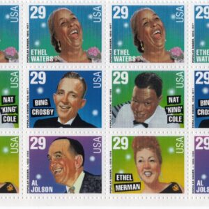 US. #2853a Popular Singers (Bing Crosby) Plate Block of 12 Stamps - MNH Bottom