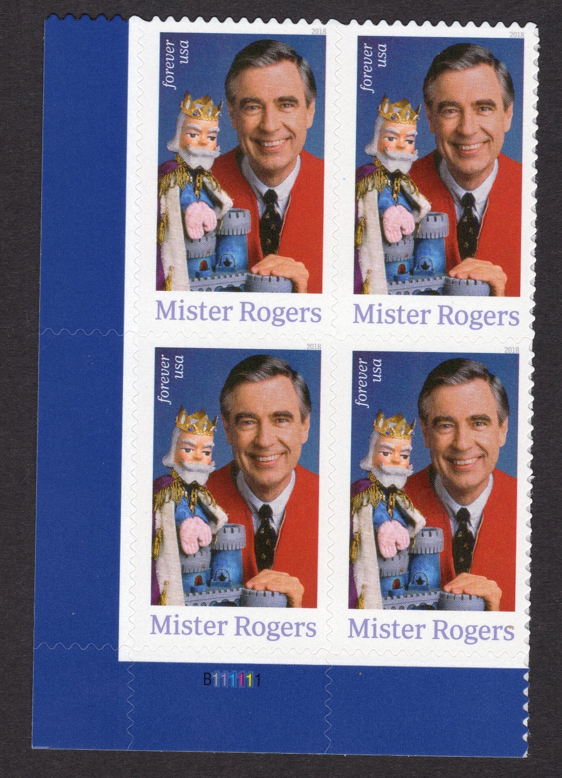 Scott #5275 Mister Rogers 2018 Plate Block of 4 Forever Stamps - MNH LL