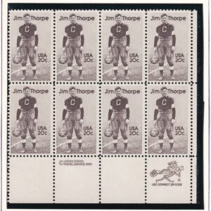Scott #2089 Jim Thorpe (Indian, Olympian) Zip Block of 8 Stamps - MNH