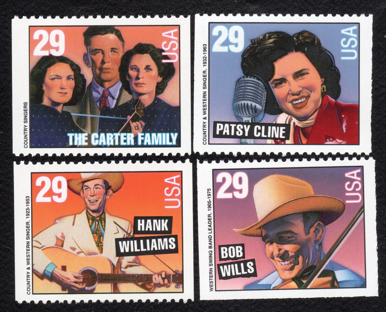 Scott #2778a (2775-78) American Music Hank Williams 4 Booklet Single Stamps MNH