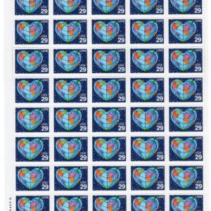Scott #2535 Heart Globe Map Full Sheet of 50 Stamps - MNH P#U11111 UL