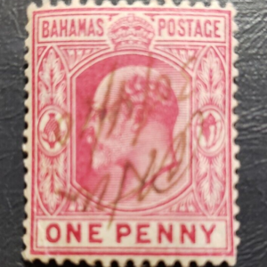 Stamp North America Bahamas 1902 Edward VII A7 sc# 37 1p car rose