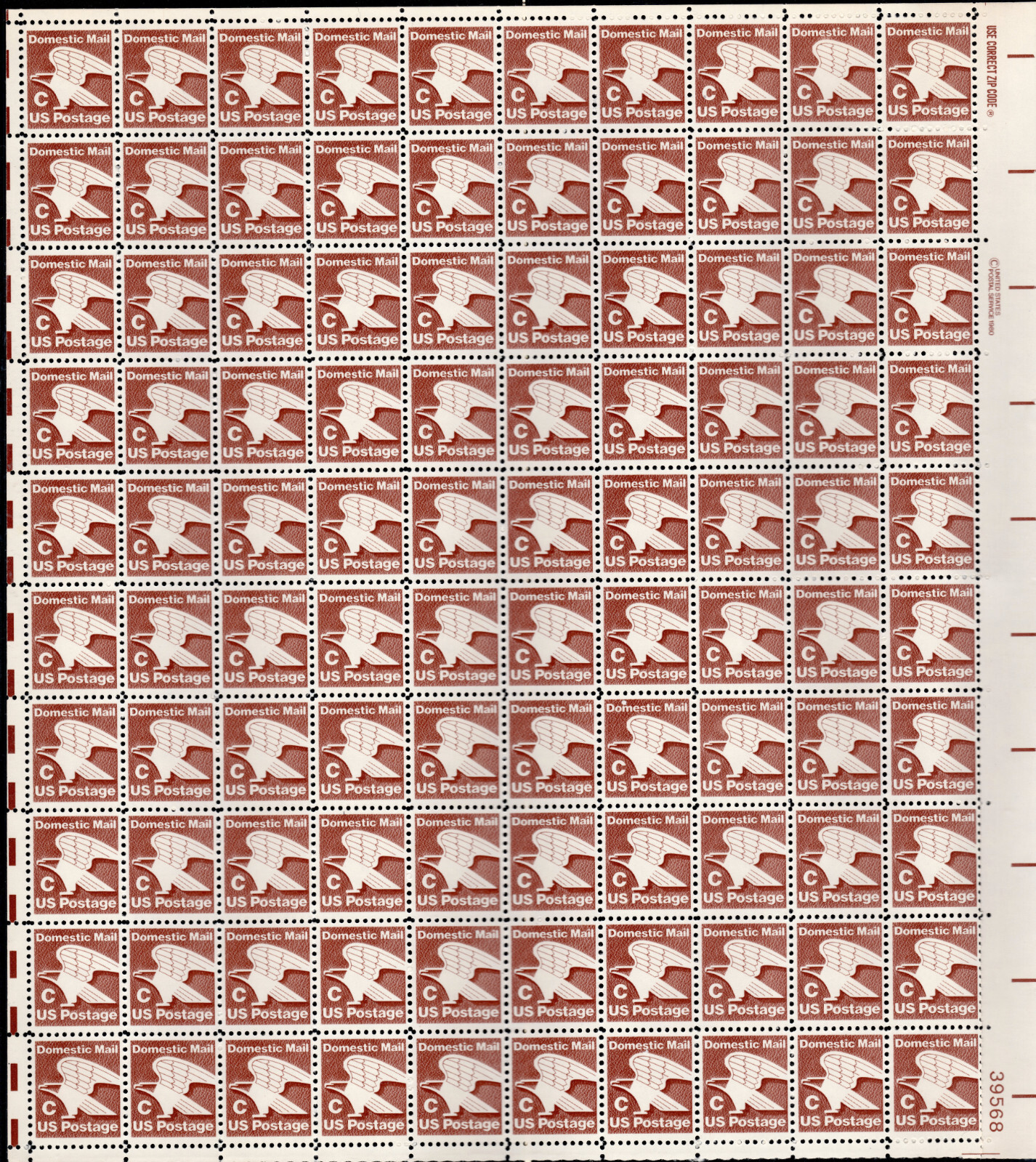Scott #1946 C Series Eagle Sheet of 100 Stamps - MNH