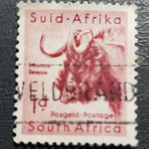 Stamp South Africa "Gnu" 1954 A101 sc# 201 1p rose brown