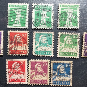 Stamp Europe Switzerland 1909 William Tell's Son & William Tell series