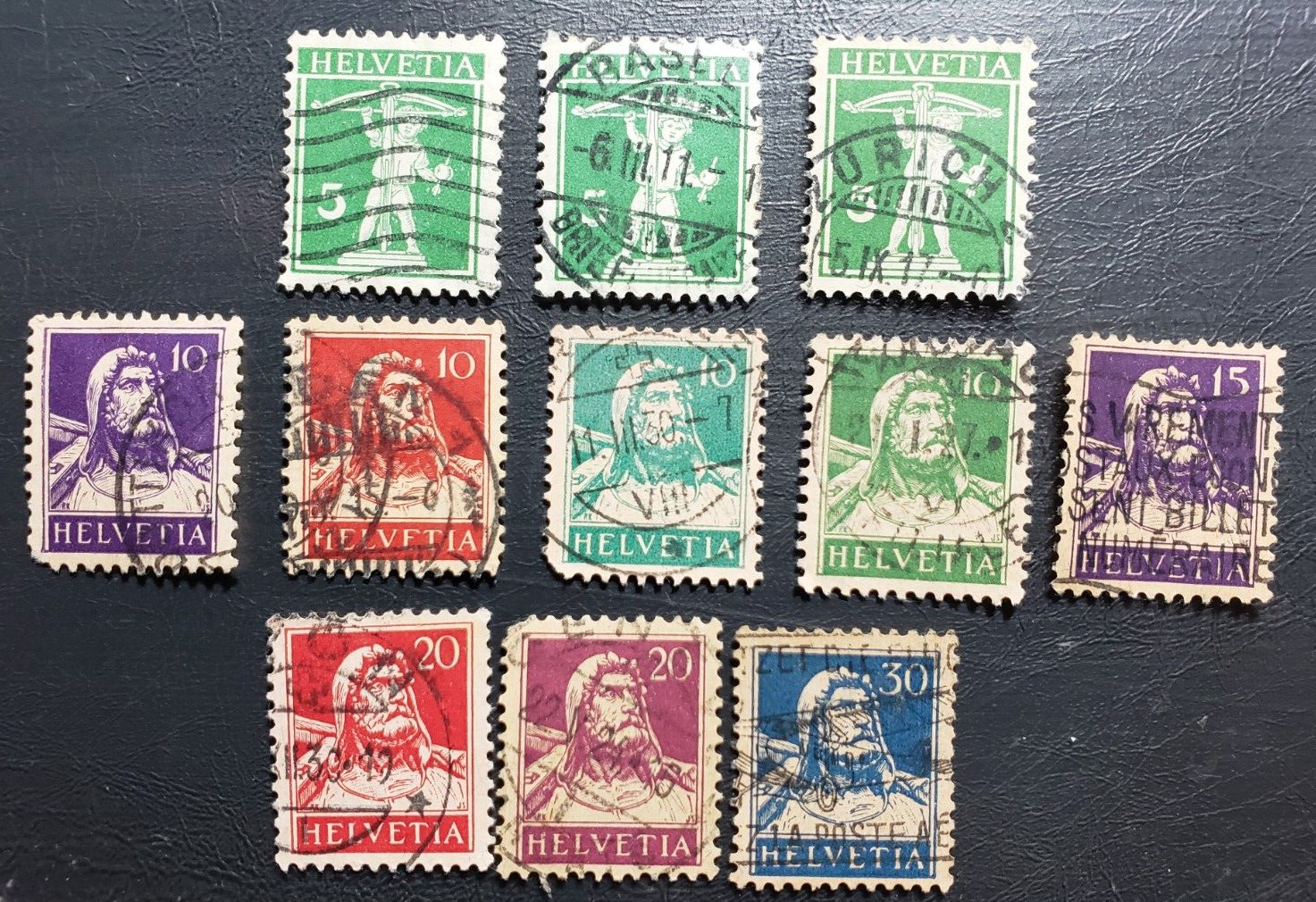 Stamp Europe Switzerland 1909 William Tell's Son & William Tell series