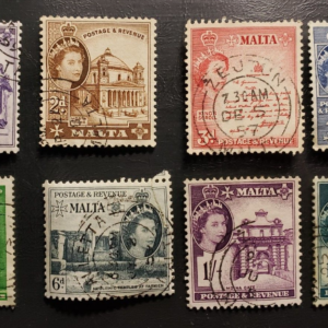 Stamp Europe Malta 1956 Set of 8 QEII A48 #246, 250, 252-4, 256-7, 260