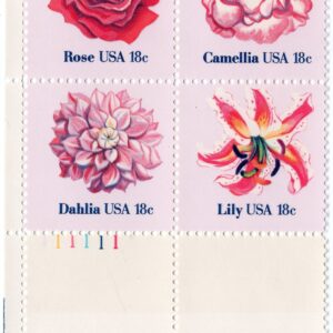 Scott #1879a (1876-79) Flowers Plate Block of 4 Stamps - MNH LL