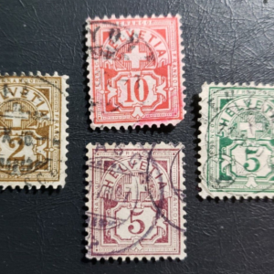 Stamp Europe Switzerland 1882 & 1899 "Numeral" A19 #69, 71-3