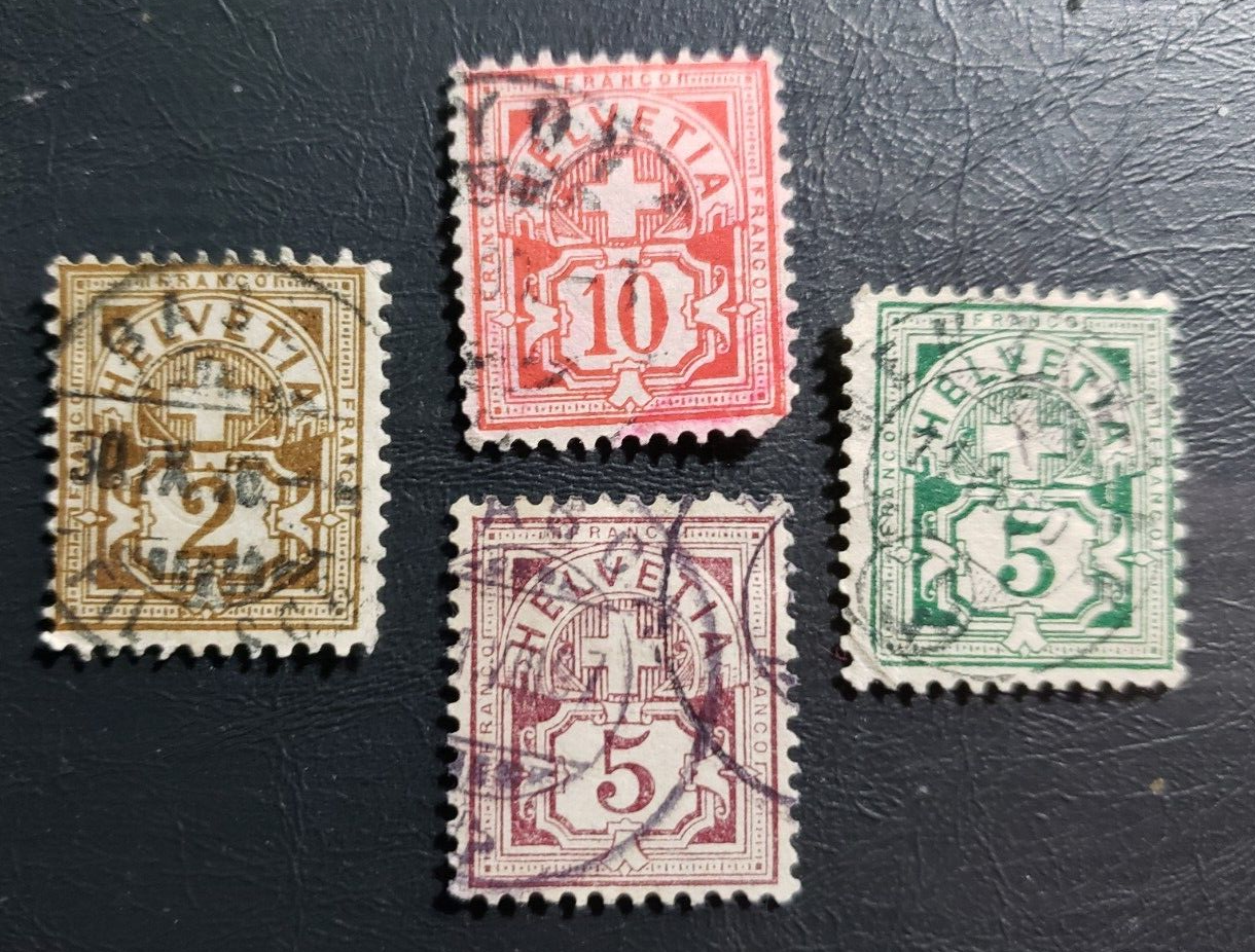 Stamp Europe Switzerland 1882 & 1899 "Numeral" A19 #69, 71-3