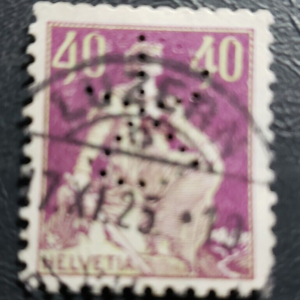 Stamp Europe Switzerland 1908 "Helvetia" 40c A27 #136 red violet & yellow