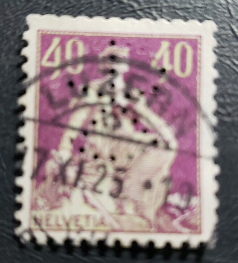 Stamp Europe Switzerland 1908 "Helvetia" 40c A27 #136 red violet & yellow