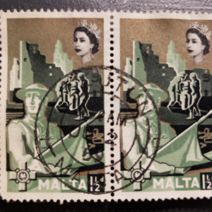 Stamp Europe Malta 1957 "Air Raid Precautions Organization Helping Wounded"