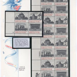 Scott #1931a Architecture Plate Blocks - White Ace Booklet Pane Mount - MNH