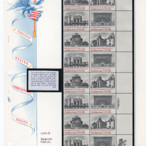 Scott #1931a Architecture Plate Block - White Ace Booklet Pane Mount - MNH