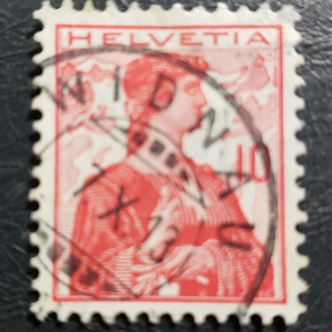 Stamp Europe Switzerland "Helvetia" 1909 A27 #164 10c carmine