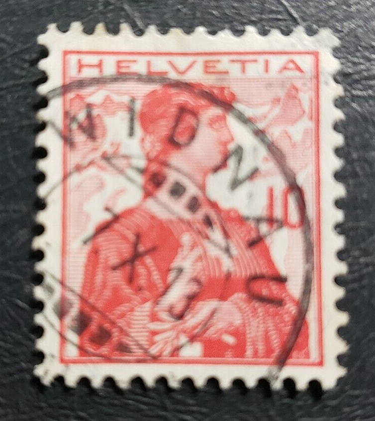 Stamp Europe Switzerland "Helvetia" 1909 A27 #164 10c carmine