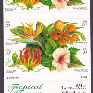Scott #3313b Tropical Flowers Booklet of 20 Stamps - MNH P#S24444