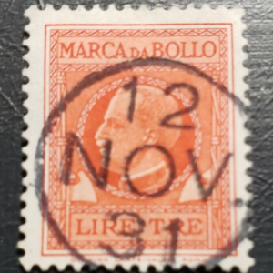 Stamp Europe Italy Revenue Stamp 1930 Emmanuel II Lire Tre